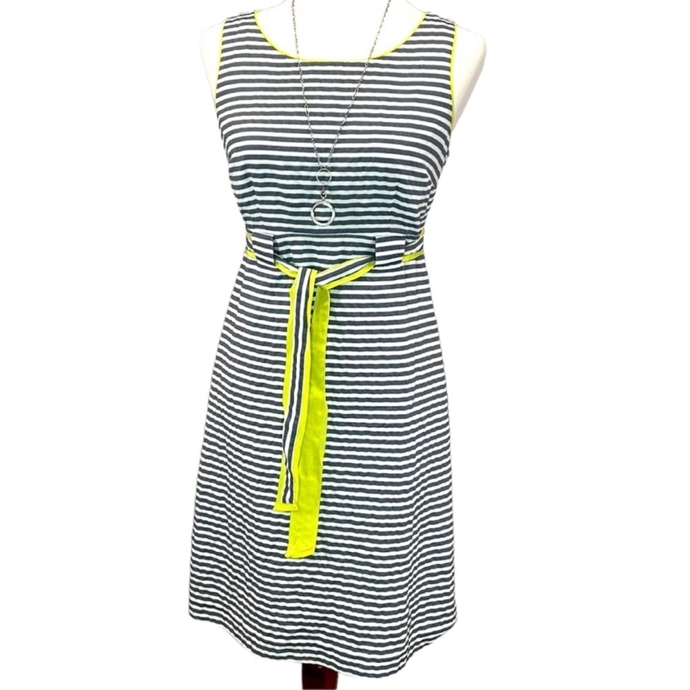 Loft Striped Sleeveless Gray & White Dress